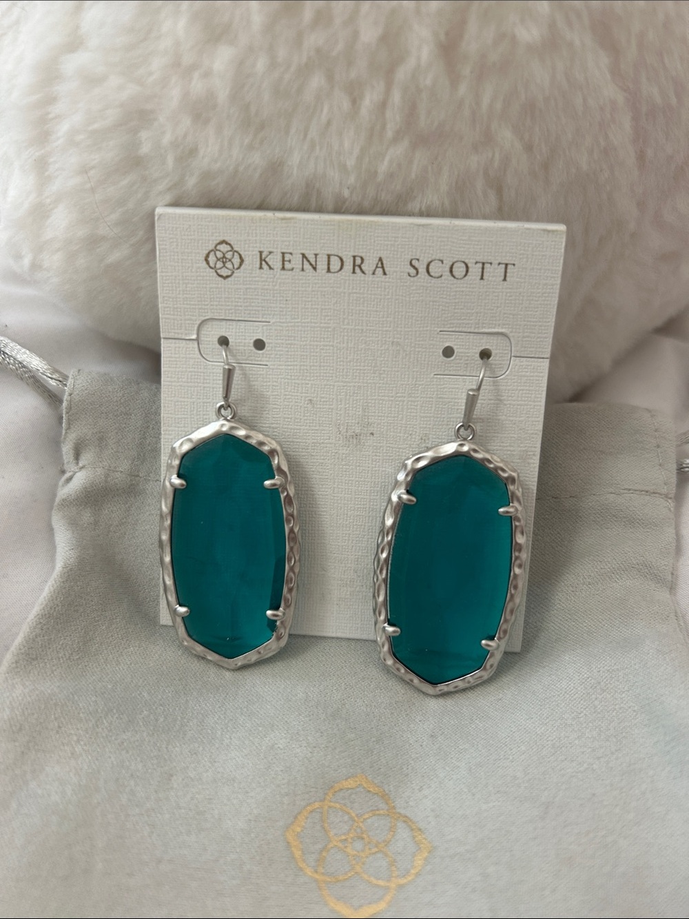 Kendra Scott Elle Silver Teal Drop Earrings | Statement Dangle Earrings